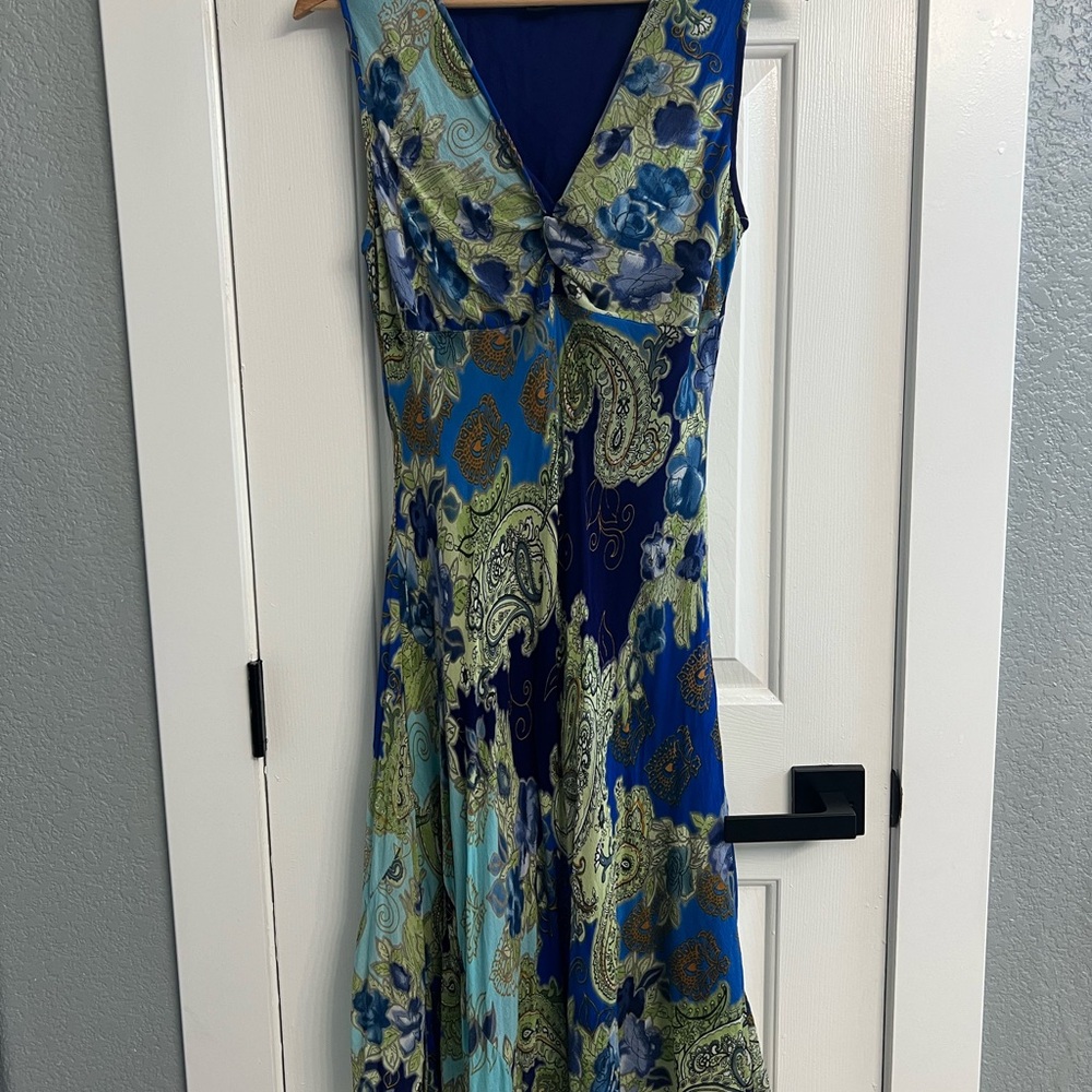 American Angel Blue and Green Paisley Midi Dress